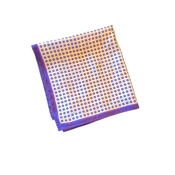 Vintage Purple Polka Dot Pocket Square Handkerchief 70% Cotton 30% Silk - Picture 3 of 3
